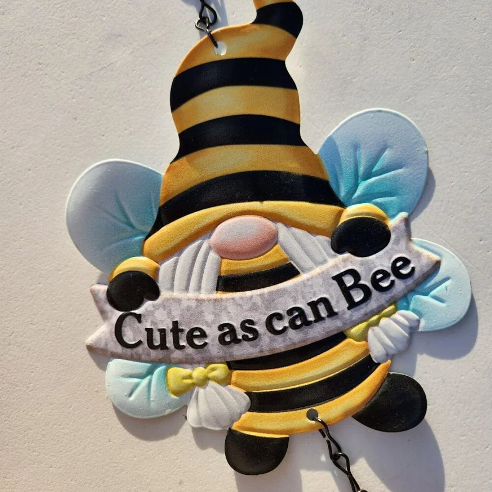 New Garden Decor Wind Chime Decoration Honeybee Bee Gnome Cute as can Bee Honey